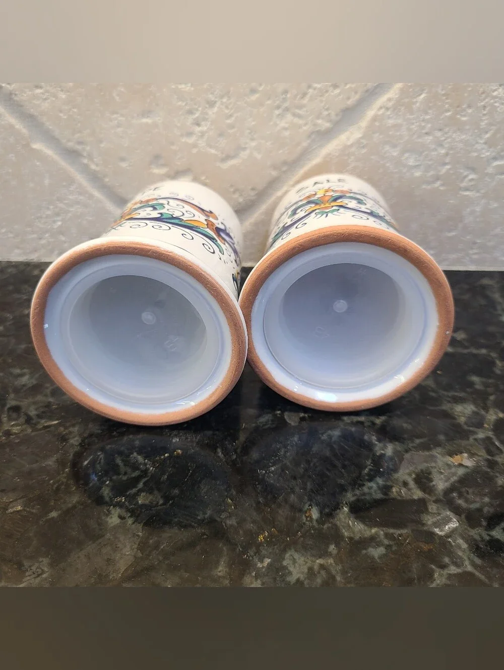 SUR LA TABLE Nova Deruta Salt and Pepper Shakers Excellent Condition.
